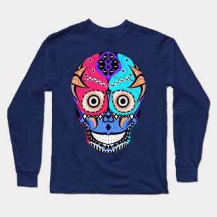 skull and crossbones mask with mexican patterns ecopop Long Sleeve T-Shirt